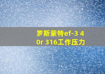 罗斯蒙特ef-3 40r 316工作压力